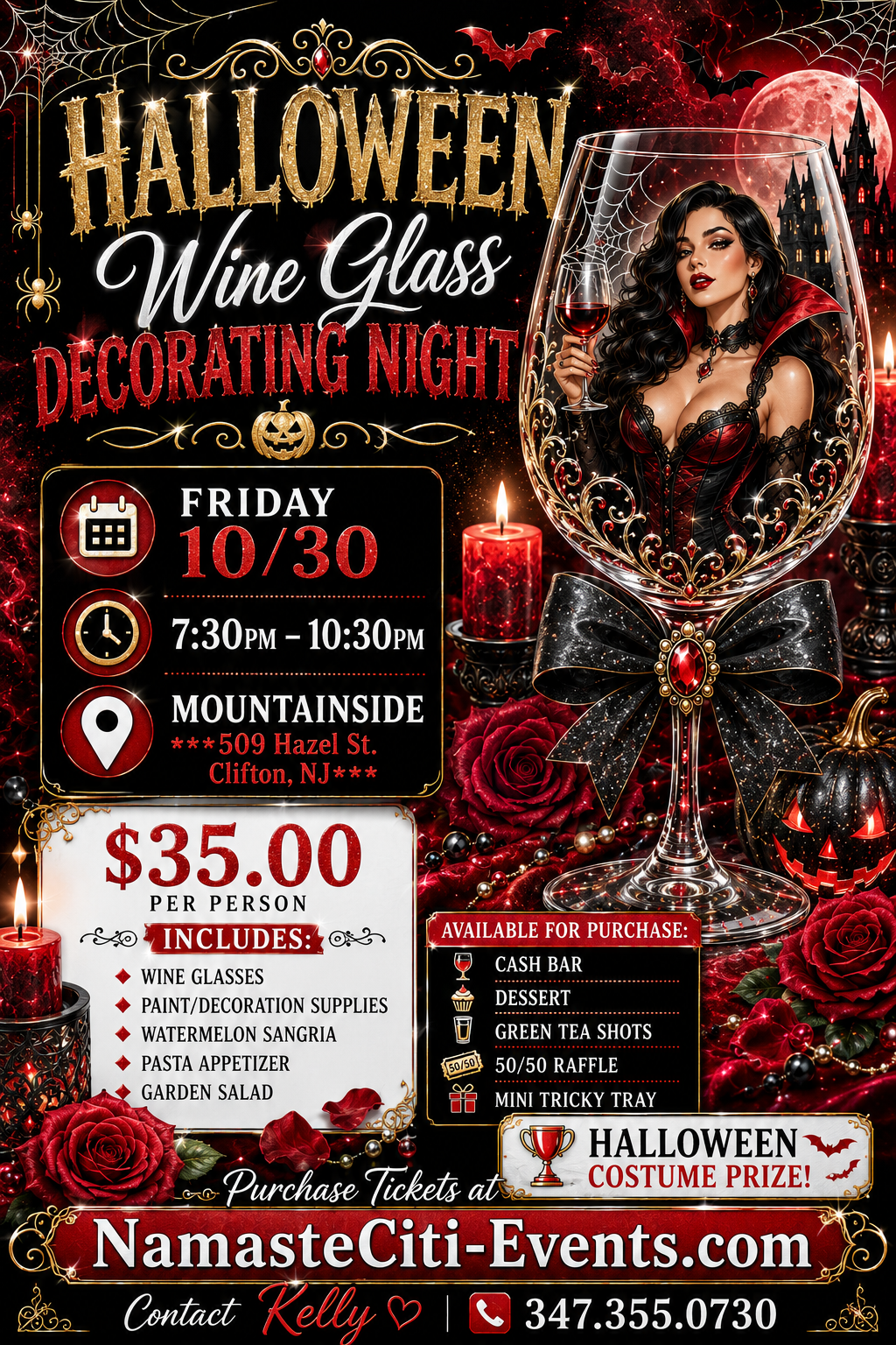 Halloween Wine Glass Decorating Night – Admission Ticket